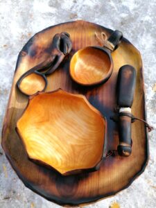 wooden bowl serving dish farmhouse table decor skål