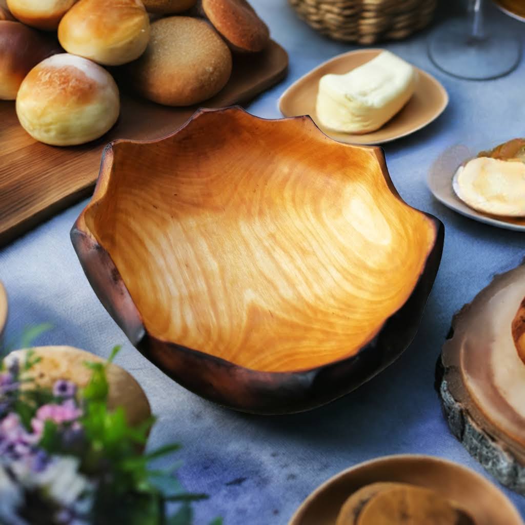 wooden bowl serving dish farmhouse table decor | witaberget