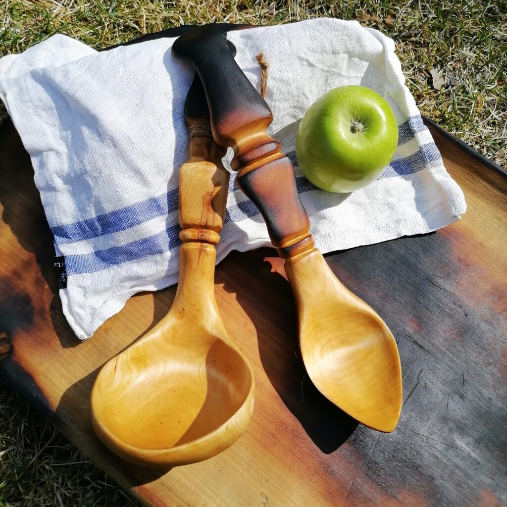 wooden ladle and serving spoon hand carved in birch, 09.06.2025 1