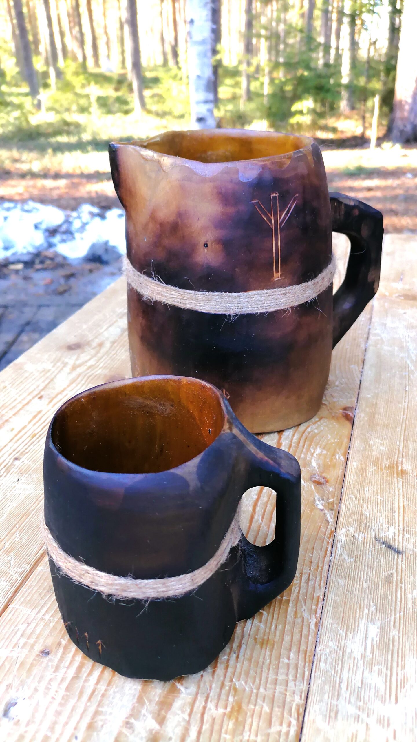 beer stein viking mug wooden beer tankard nordic runes
