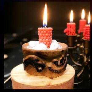 candle holder in birchwood handmade viking witchy gift 16.10.2025 19