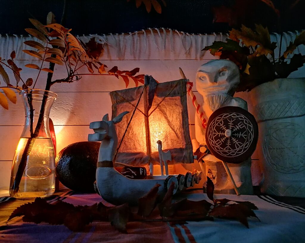 wooden lamp viking style handmade in birch by witaberget in sweden