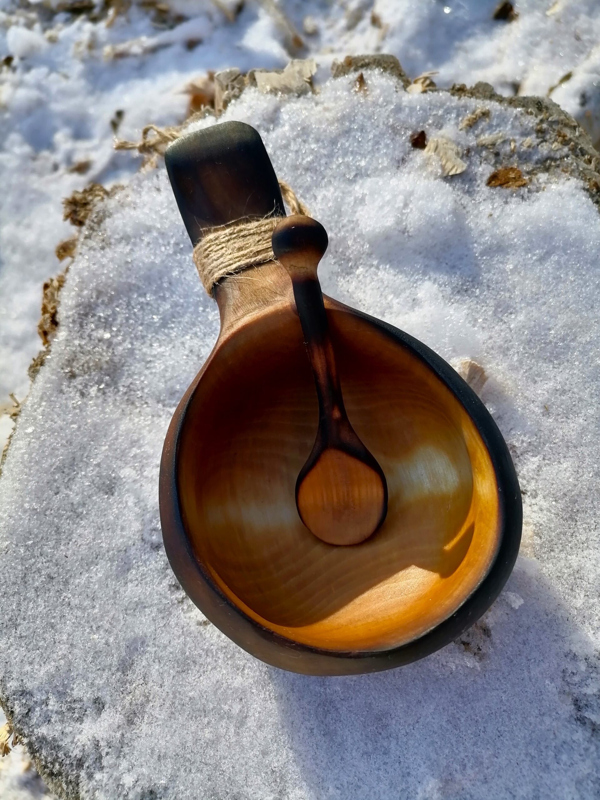 kuksa cup & wooden spoon kåsa handmade camping mug