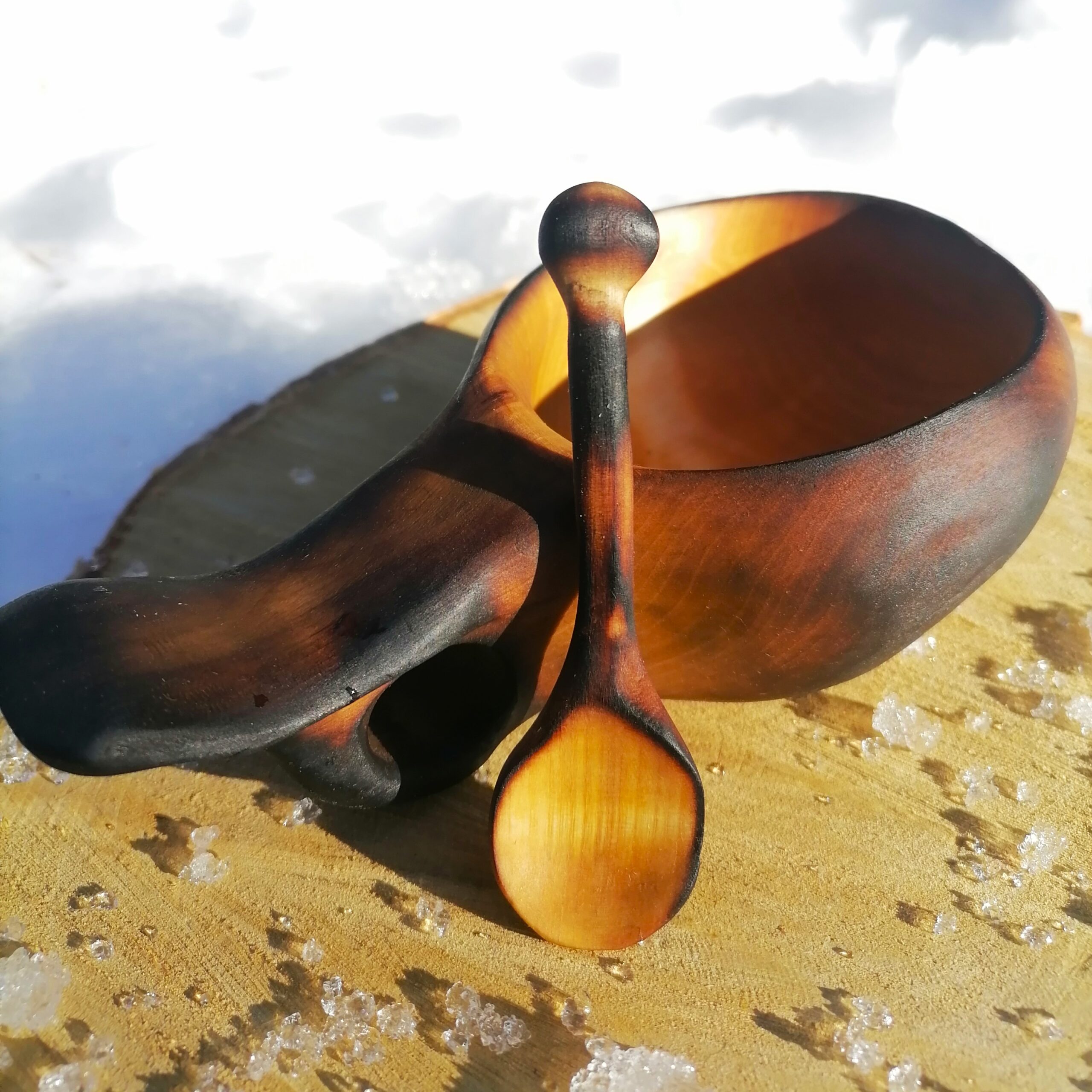 kuksa cup & wooden spoon kåsa handmade camping mug