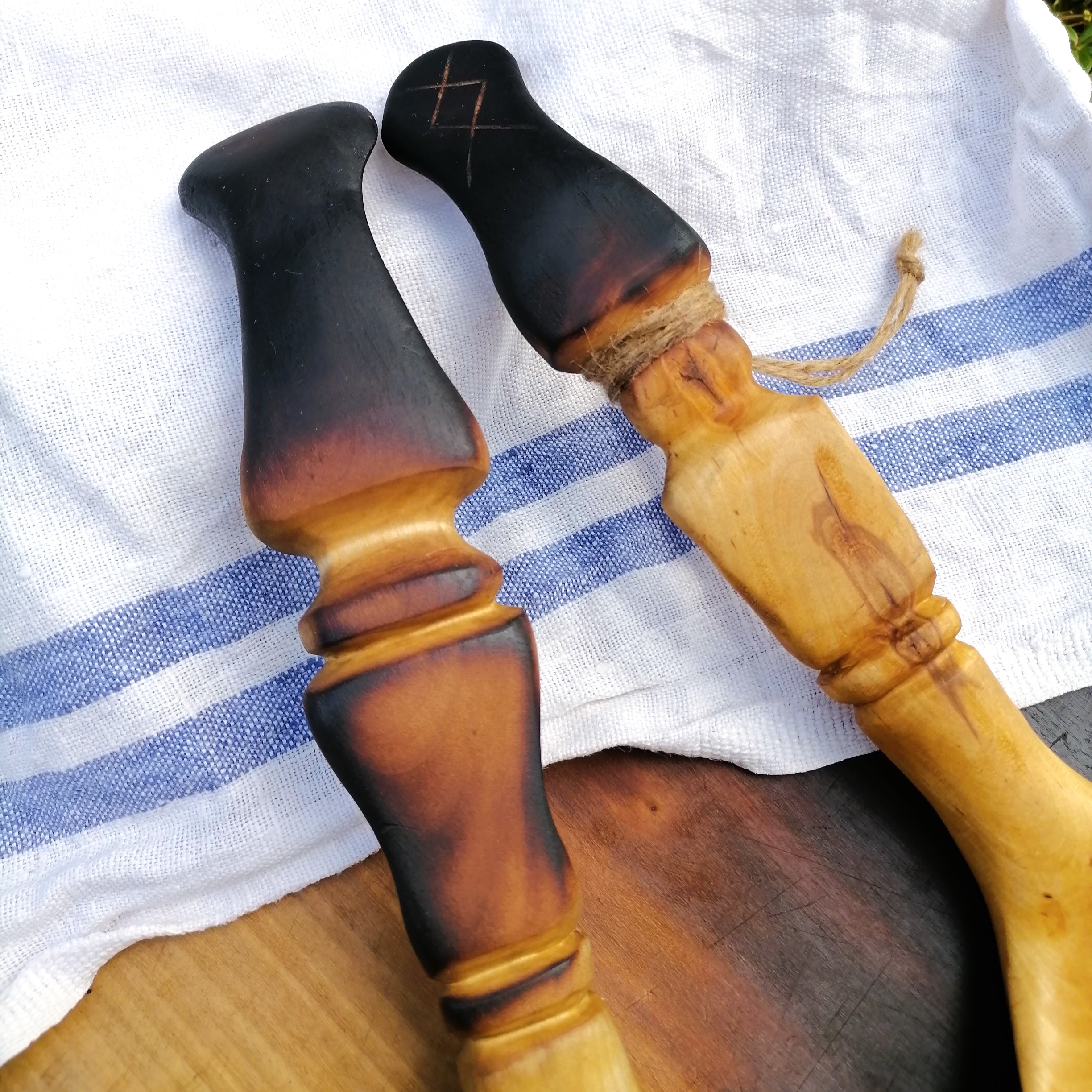 Wooden spoon set with soup ladle and serving spoon hand carved in birch by witaberget