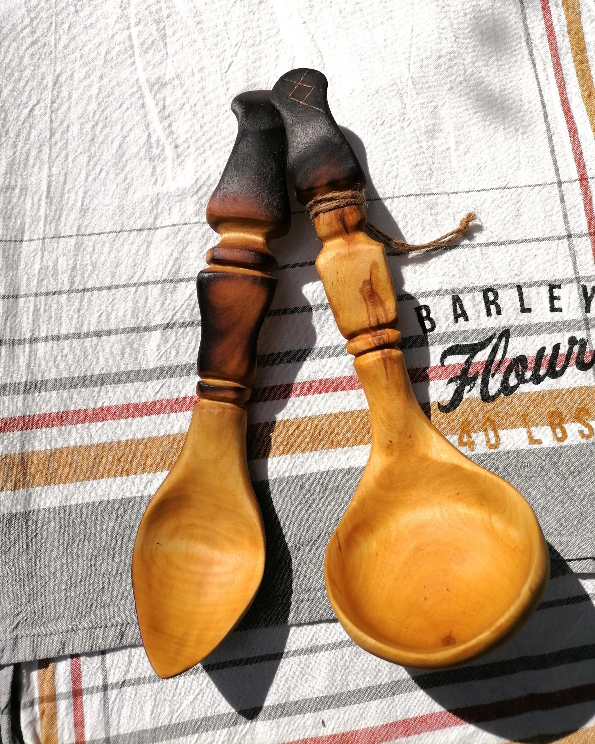 Wooden spoon set with soup ladle and serving spoon hand carved in birch by witaberget