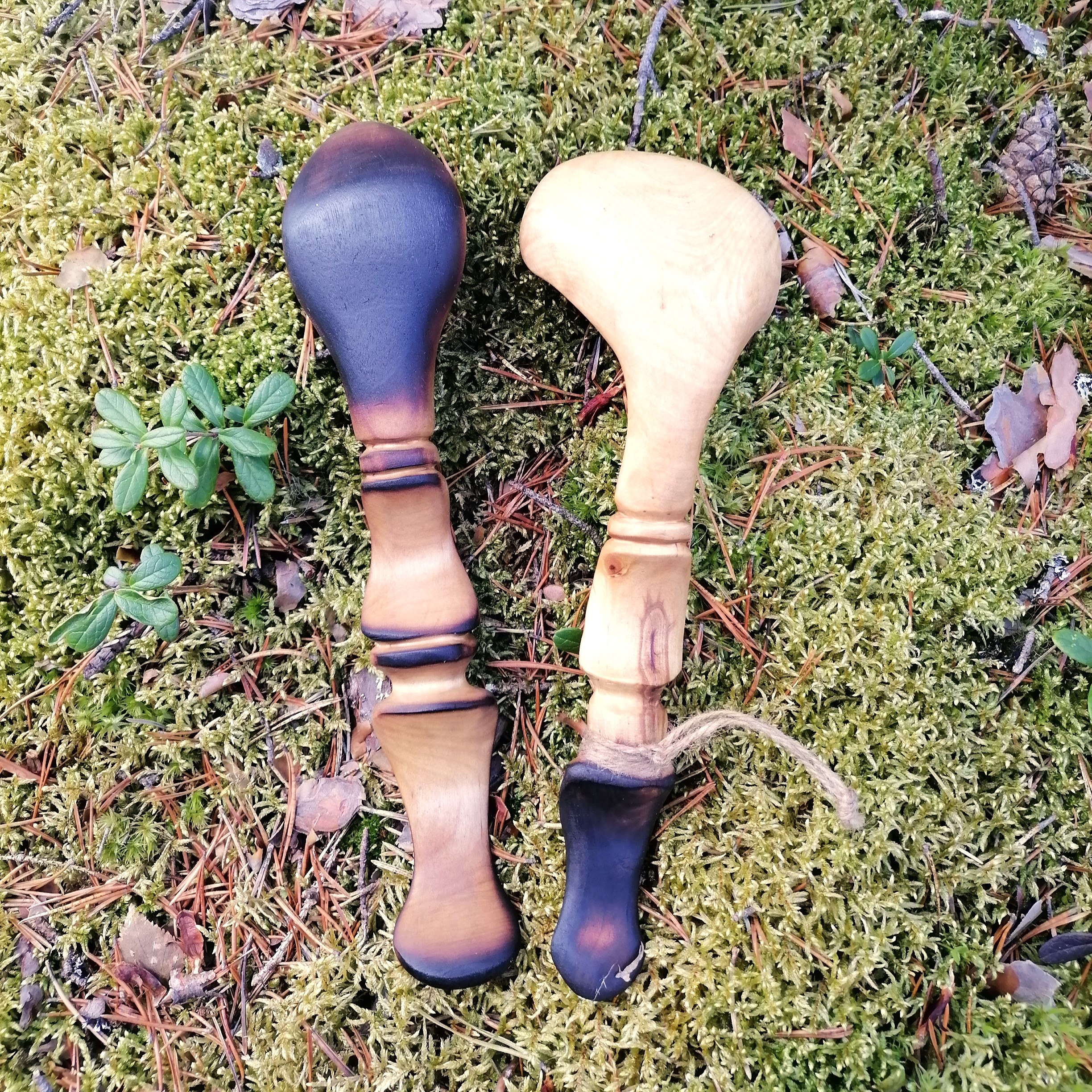 Wooden spoon set with soup ladle and serving spoon hand carved in birch by witaberget