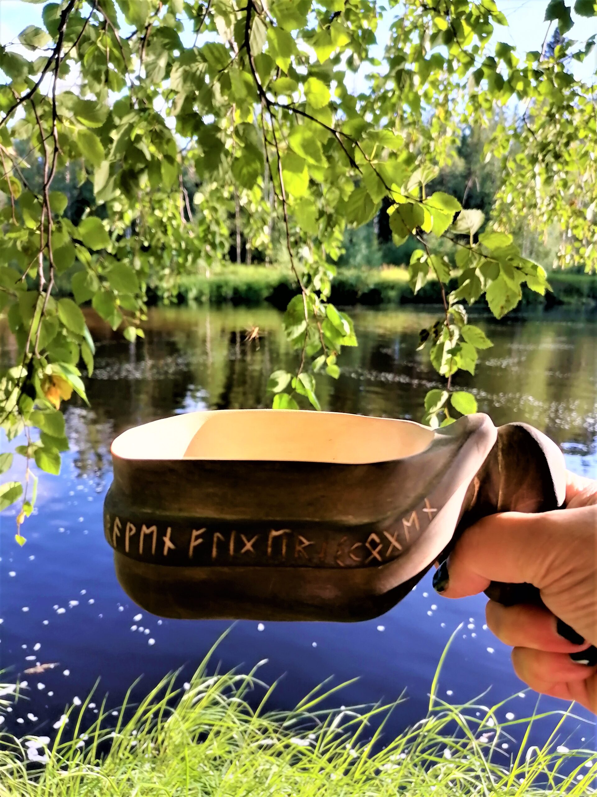 kuksa cup viking mug norse runes coffee wooden mug