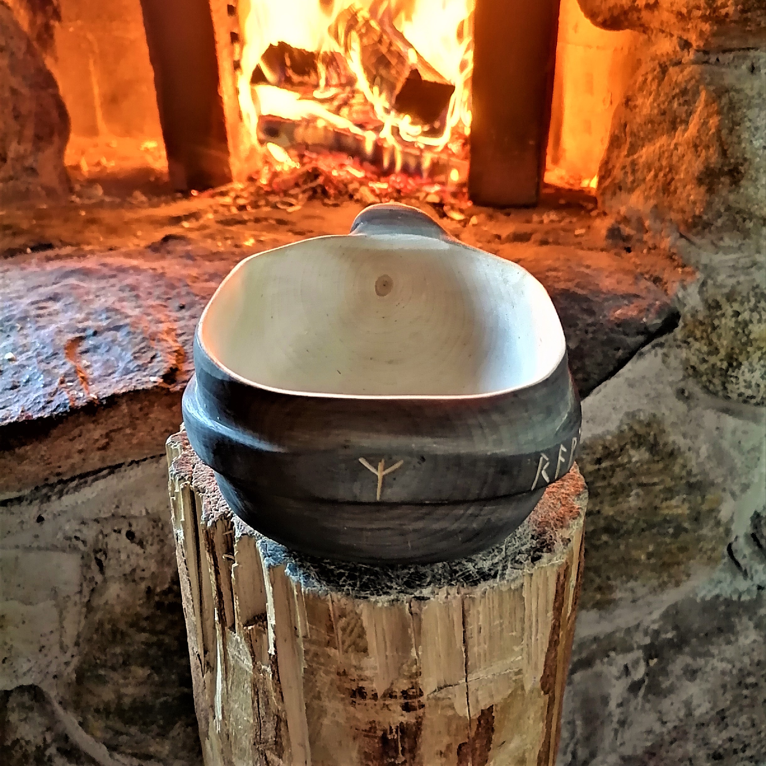 kuksa cup viking mug norse runes coffee wooden mug