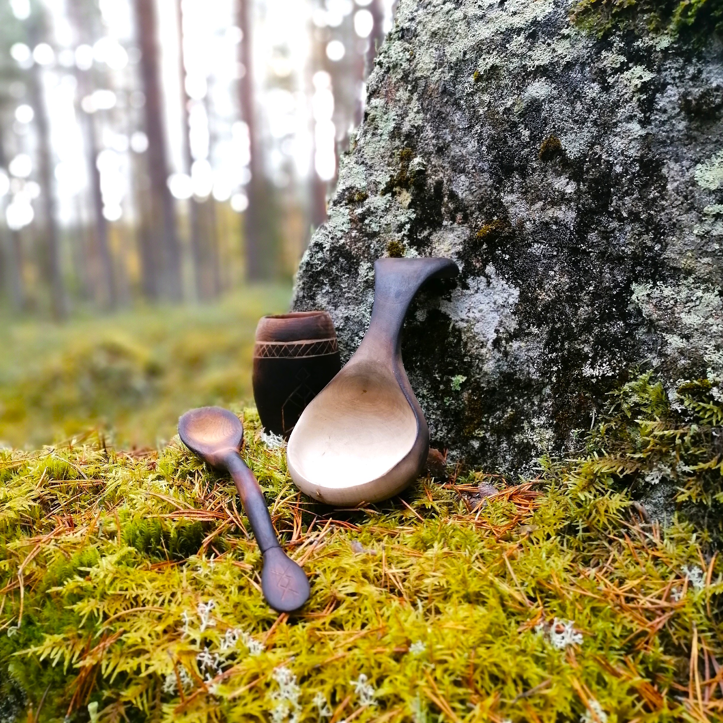 wooden kuksa - wooden ladle handmade by witaberget in sweden from birch wood