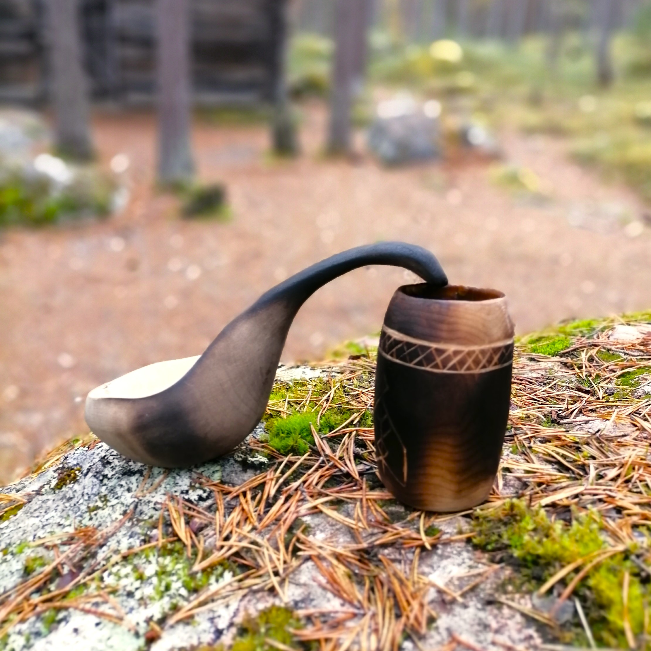 wooden kuksa - wooden ladle handmade by witaberget in sweden from birch wood