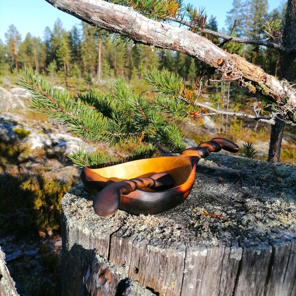 kuksa and spoon set in birch wood handmade in sweden by witaberget