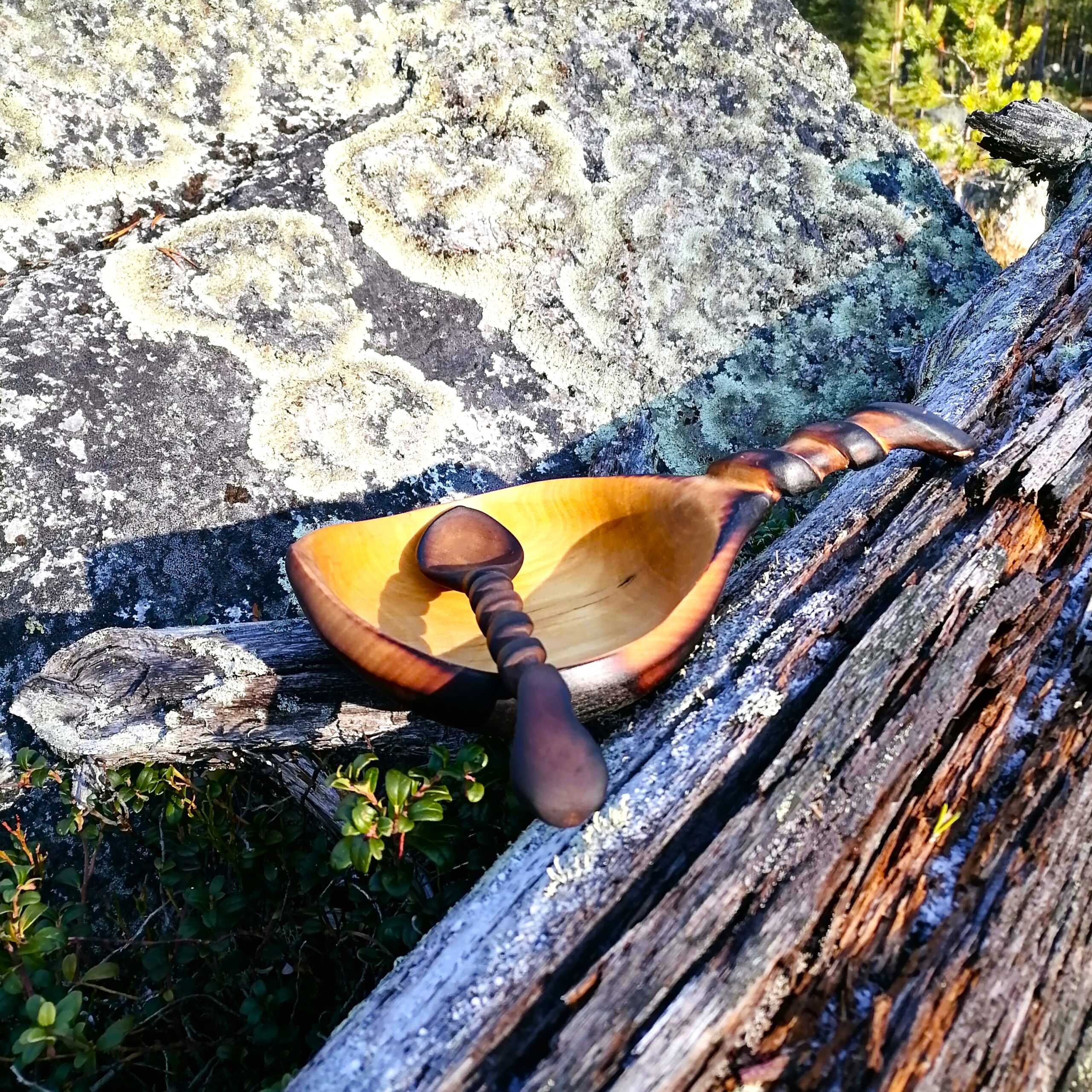 wooden kuksa and spoon handmade in birch by witaberget in sweden