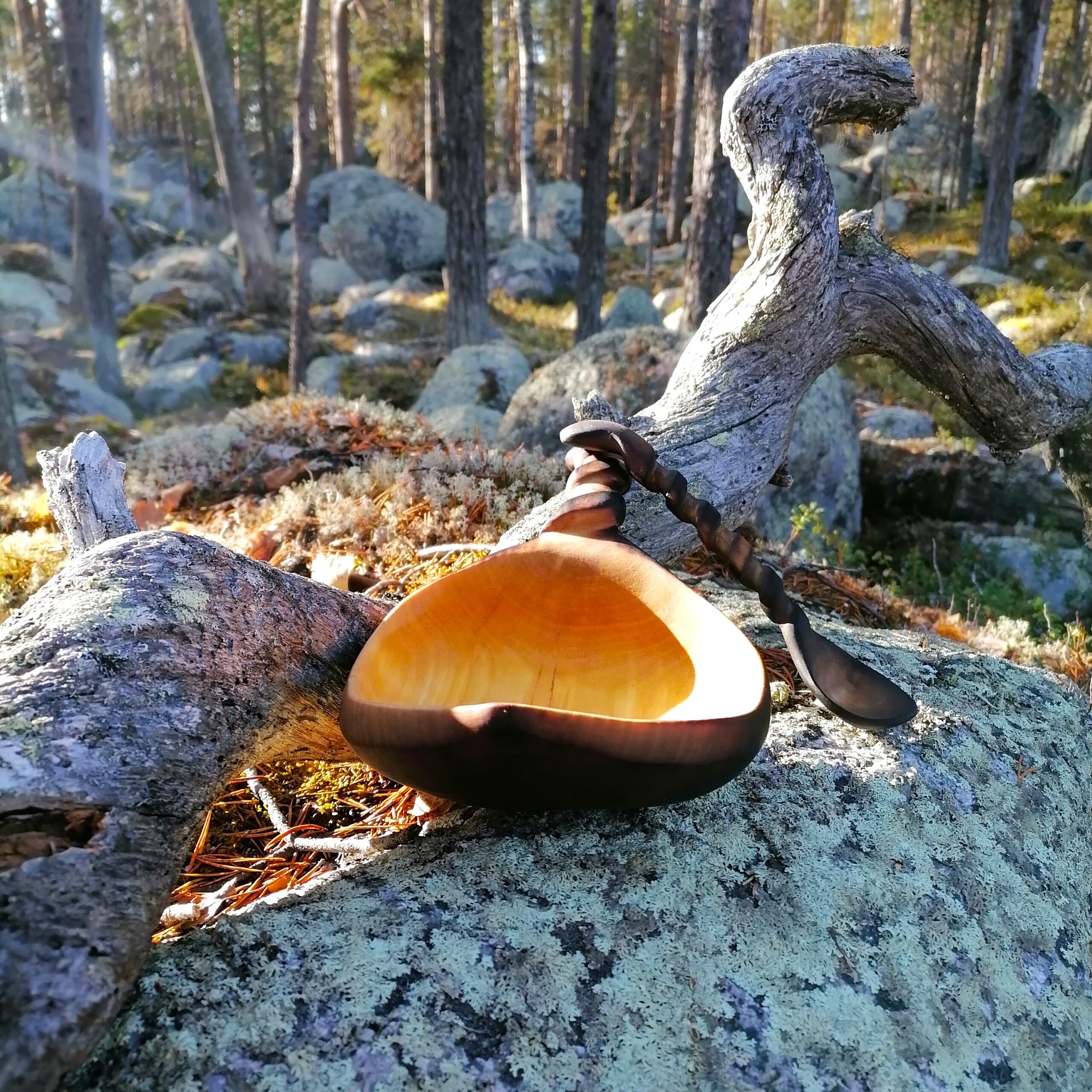 wooden kuksa and spoon handmade in birch by witaberget in sweden