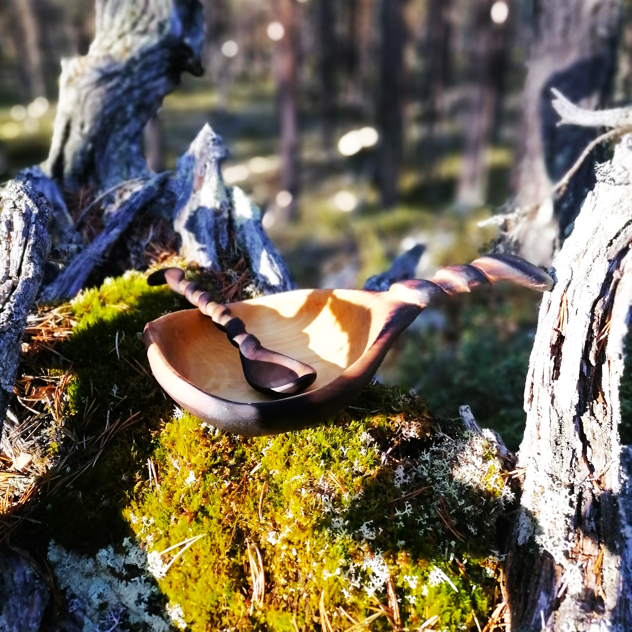 wooden kuksa and spoon handmade in birch by witaberget in sweden