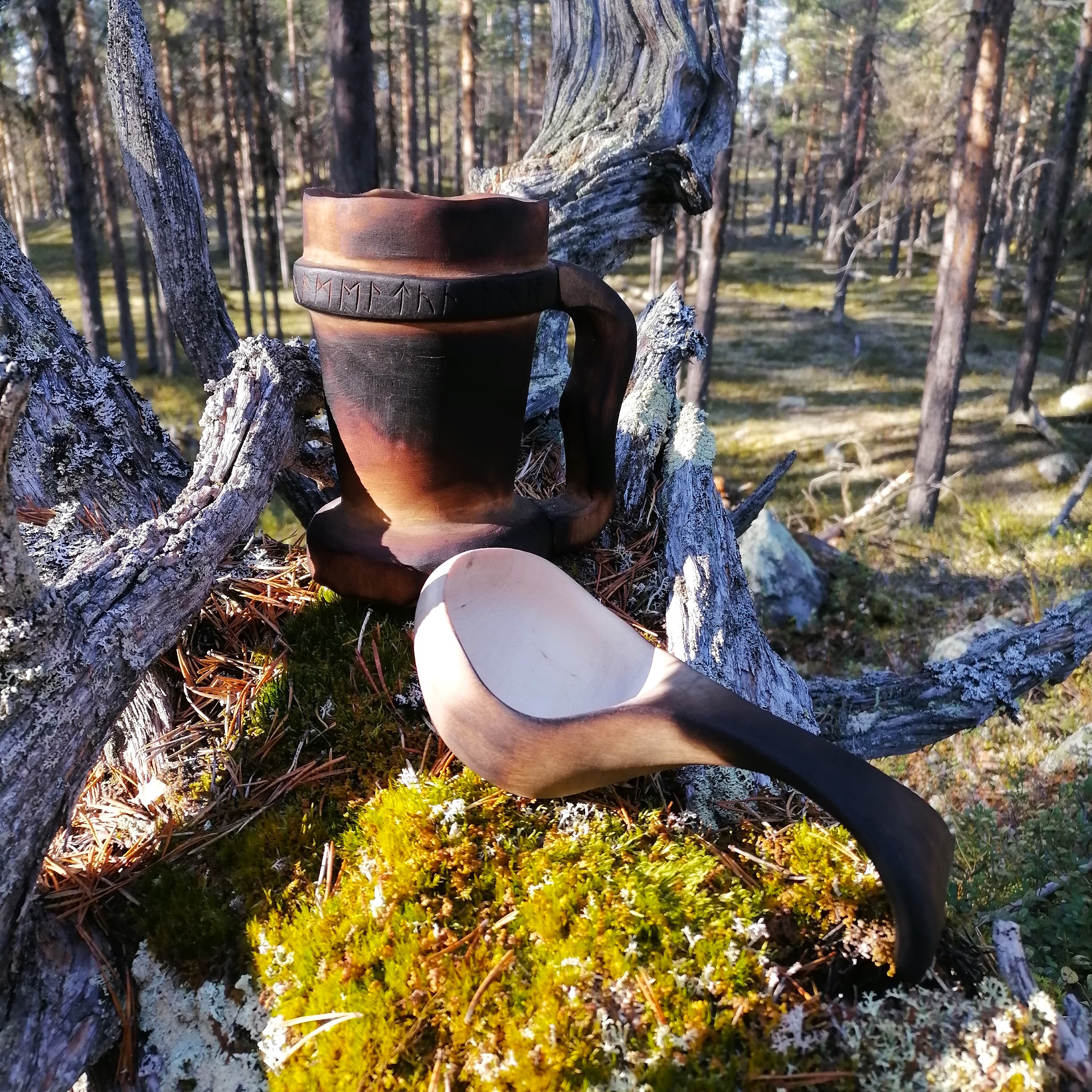 wooden beer tankard - wooden ladle handmade by witaberget in sweden from birch wood