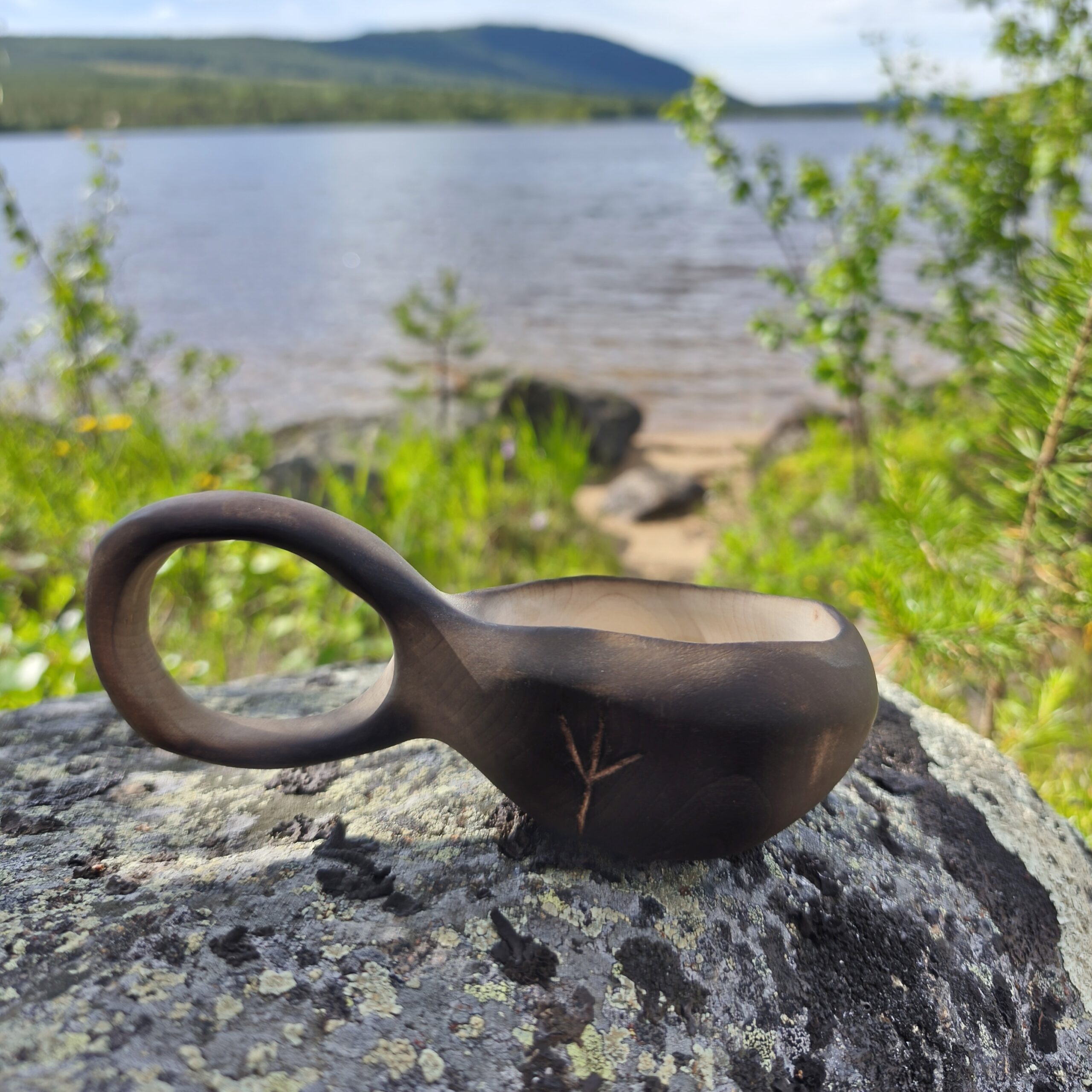 kuksa cup hand carved in birch by witaberget in sweden