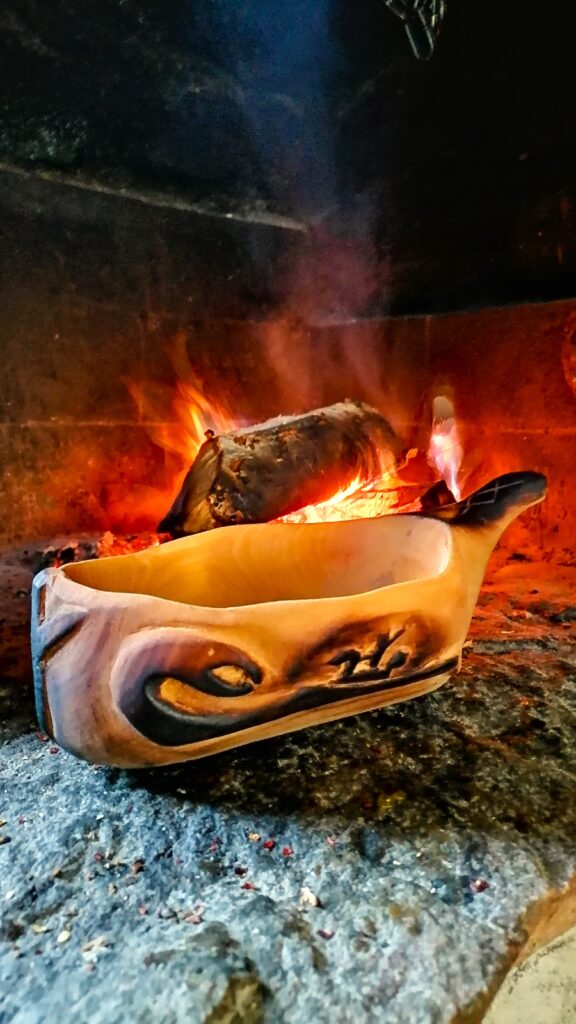 large kuksa bowl in nordic viking style hand carved in birch wood by witaberget in sweden