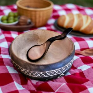 wooden bowl with spoon handmade in birch by witaberget in sweden
