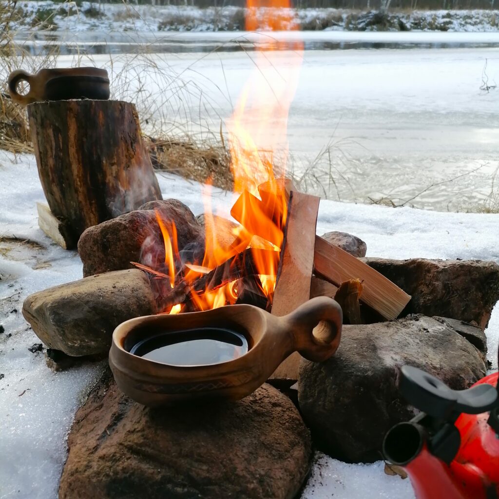 wooden kuksa cup hand carved in birchwood,