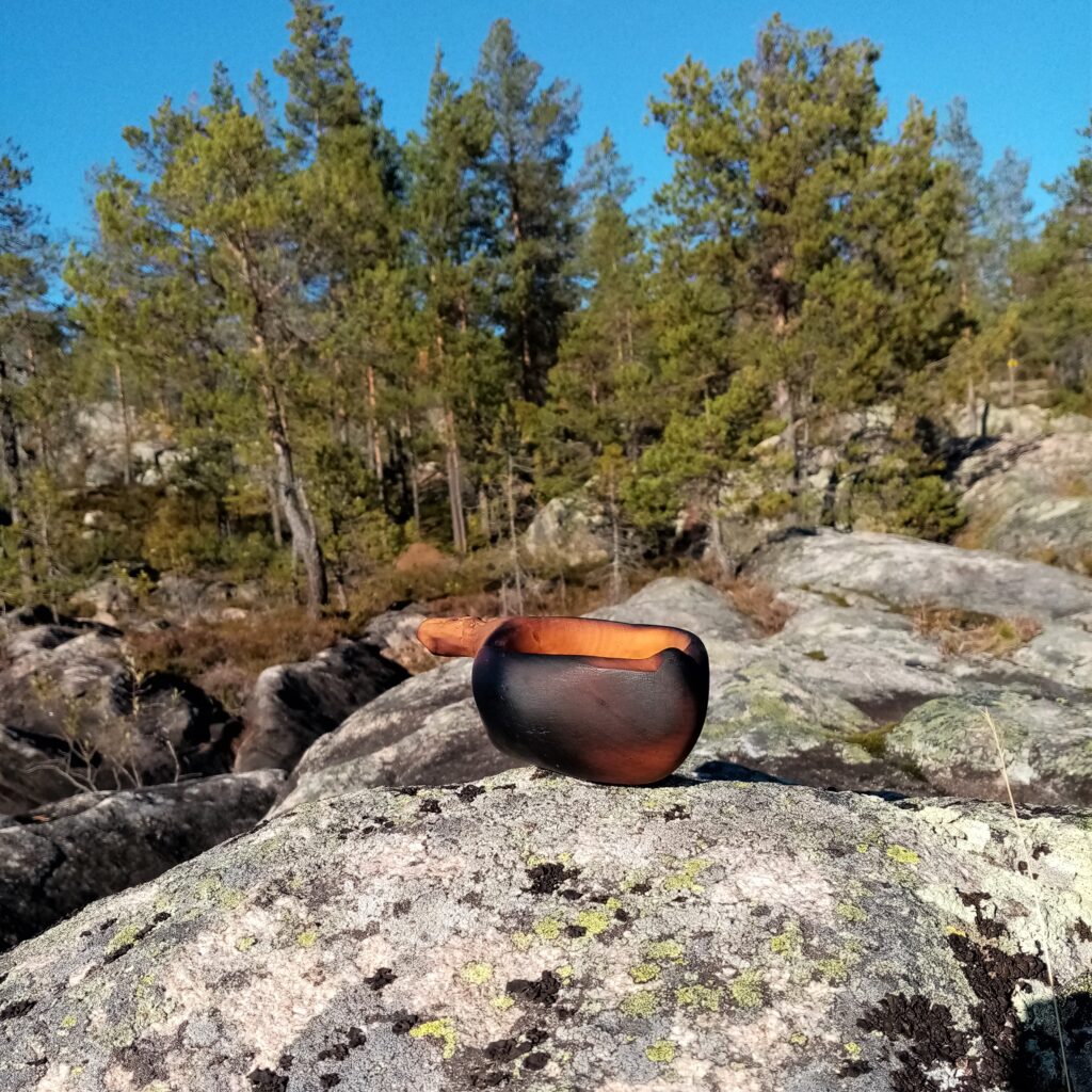 kuksa camping mug with runes handmade in sweden