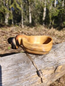 Durable wooden mug for bushcraft, camping, and outdoor living, made in Sweden by Witaberget