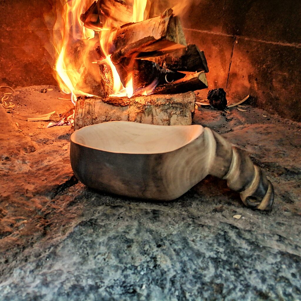 large wooden kuksa handmade in birch wood