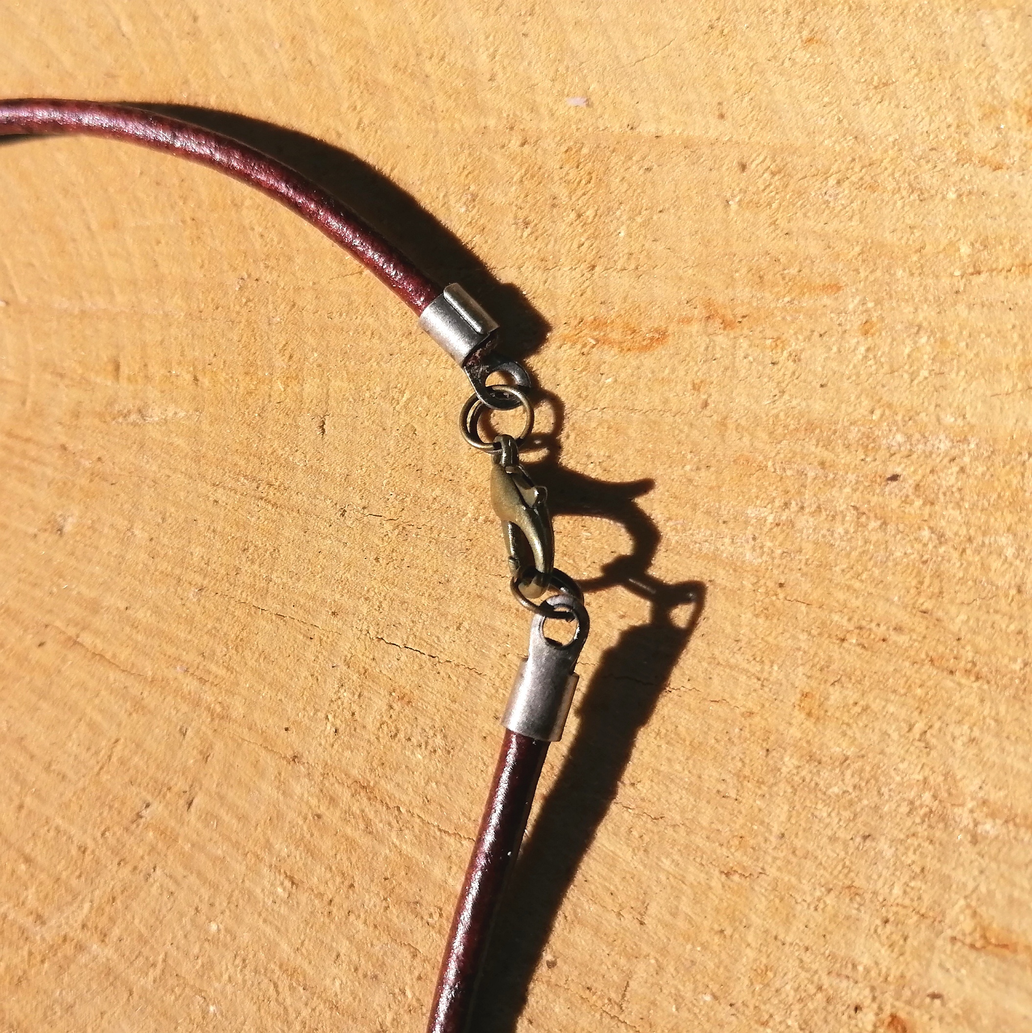 Handmade Birch Wood Necklace with Leather Cord Unisex Nature Jewelry