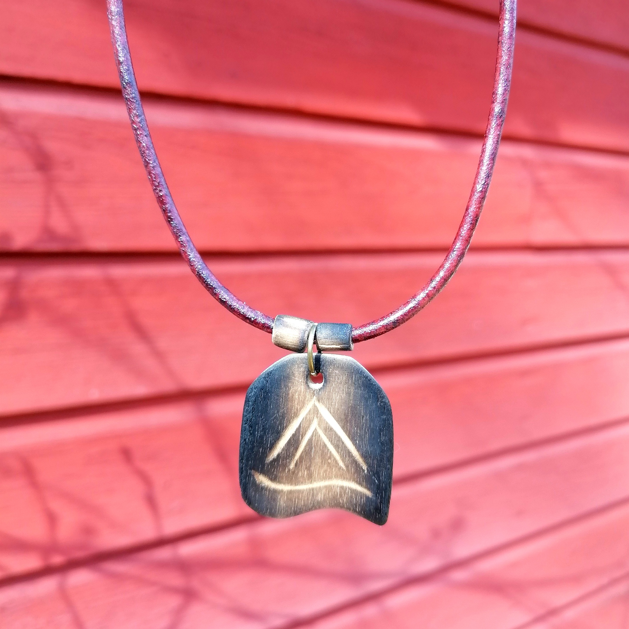 Handmade Birch Wood Necklace with Leather Cord Unisex Nature Jewelry