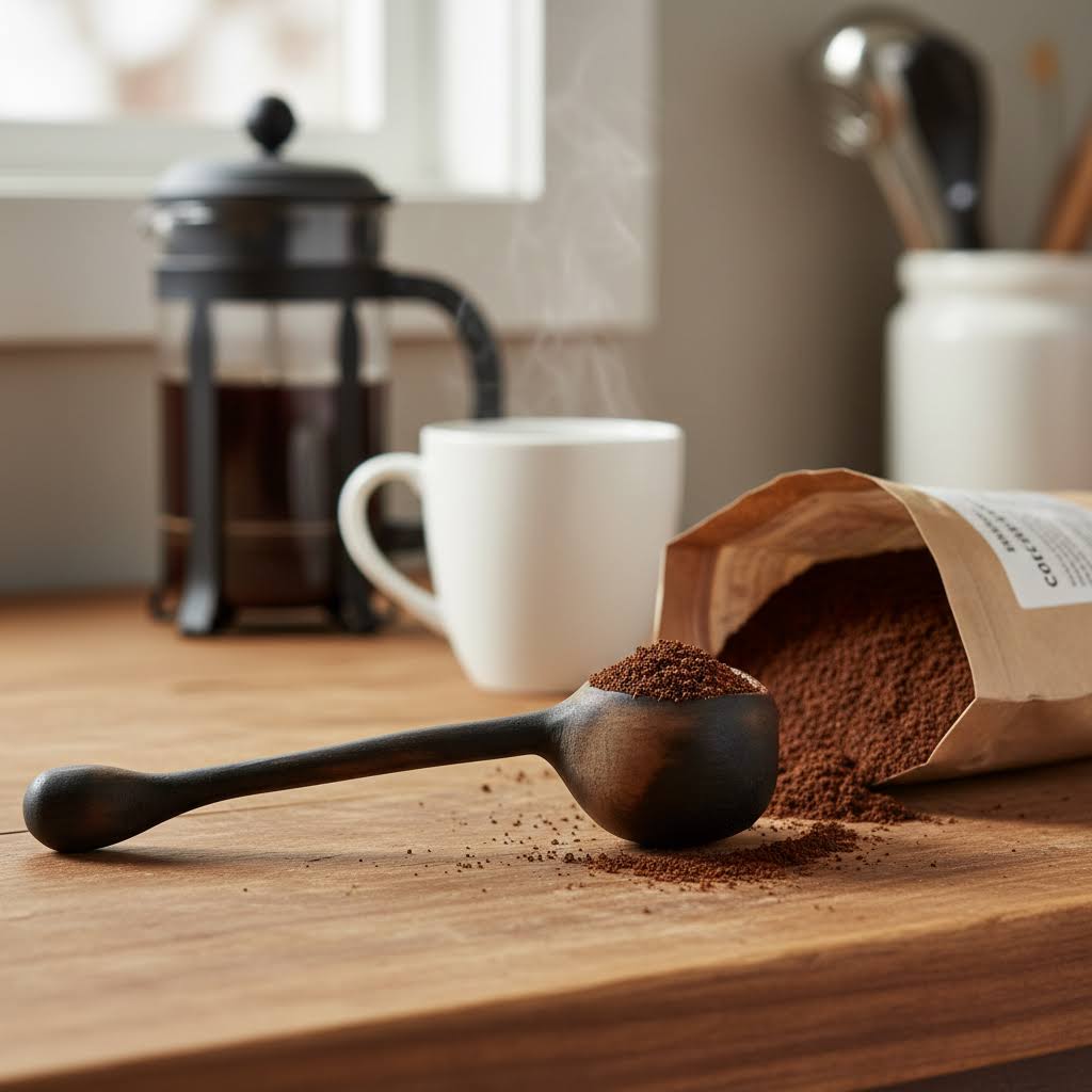 coffee scoop handmade in birch wood