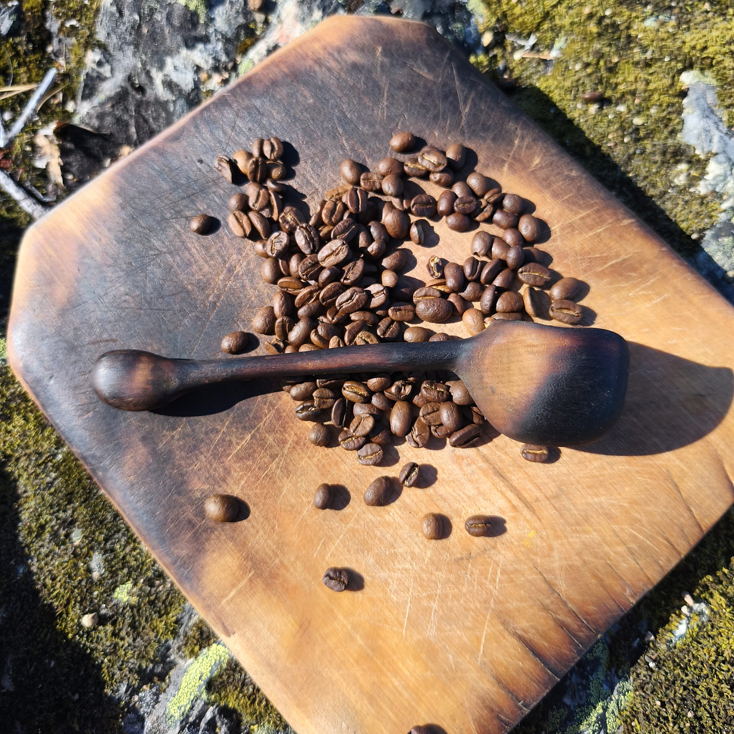 wooden coffee scoop handmad in birch wood,