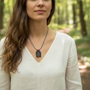 Wooden Necklace | Nature Jewelry for Women | Birch Pendant with Leather Cord