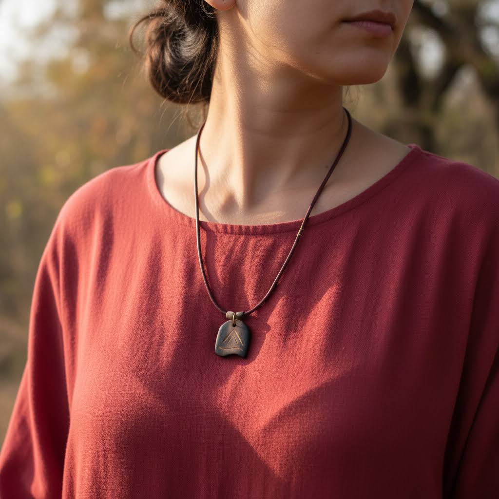 Pendant Necklace | Handmade Birch Wood Necklace with Leather Cord | Unisex Nature Jewelry