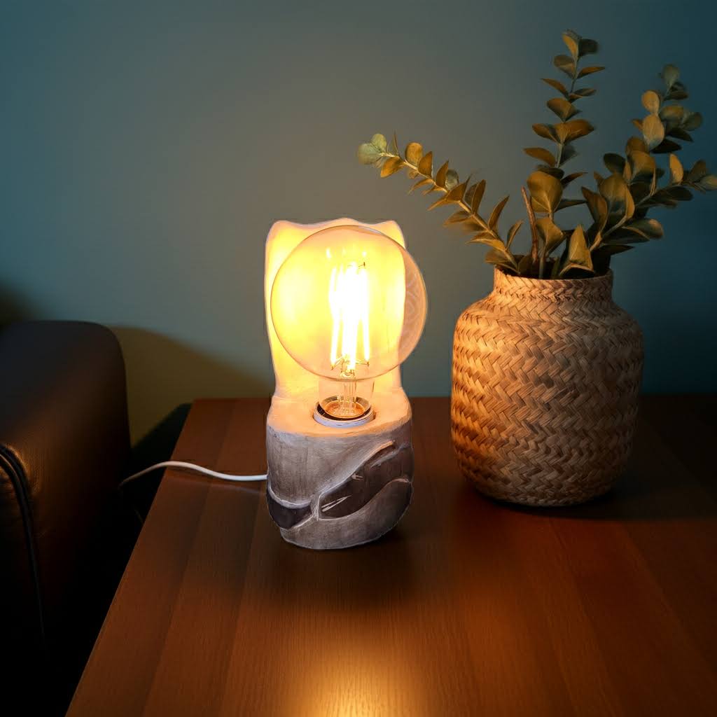 wooden table lamp in birch wood handmade by witaberget