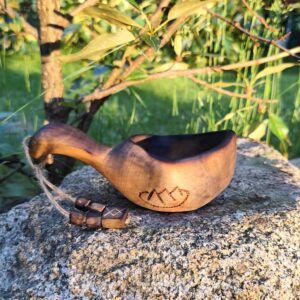 wooden kuksa hand carved in birch wood