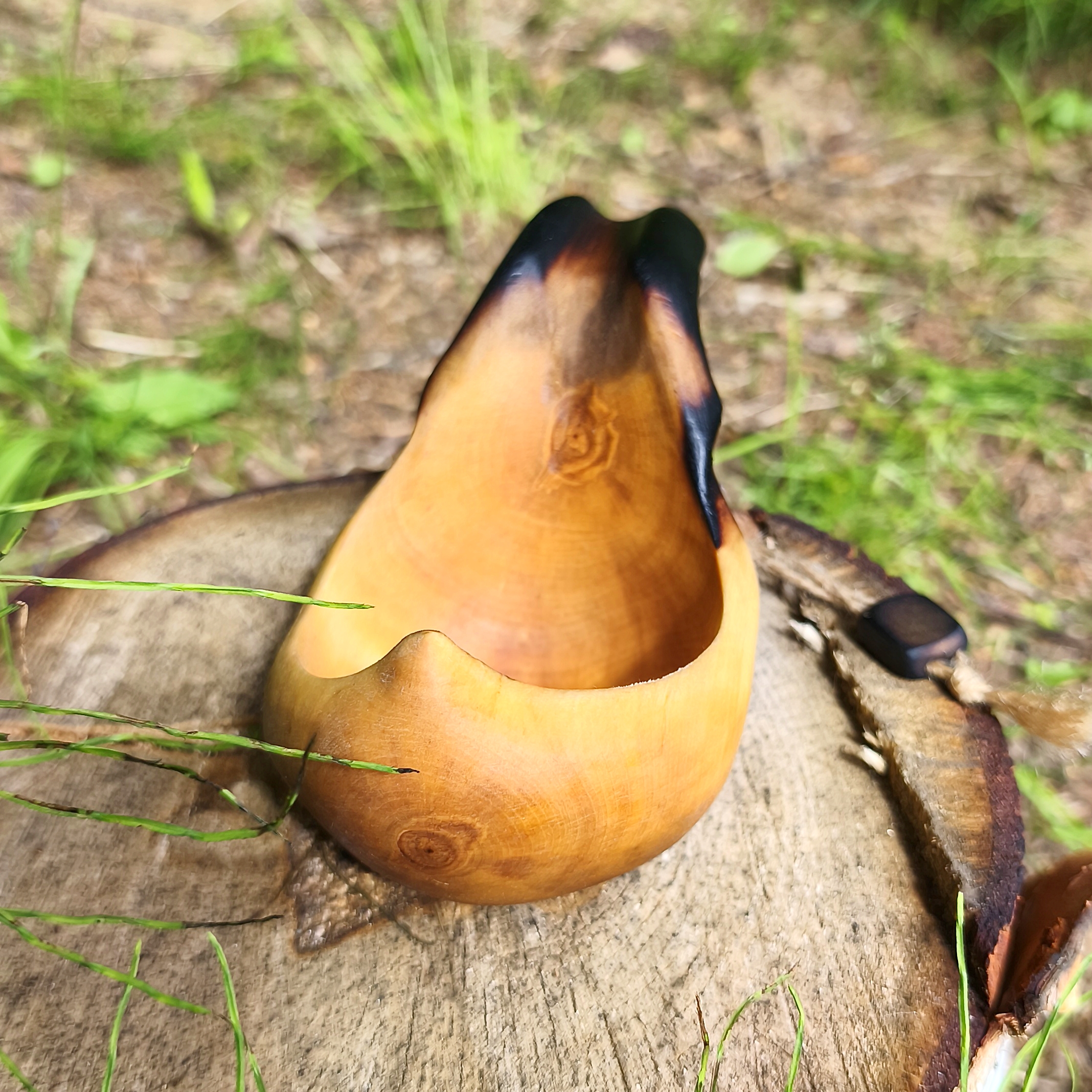 Rustic birch wood Kuksa mug handcrafted for bushcraft, hiking, camping and outdoor enthusiasts.